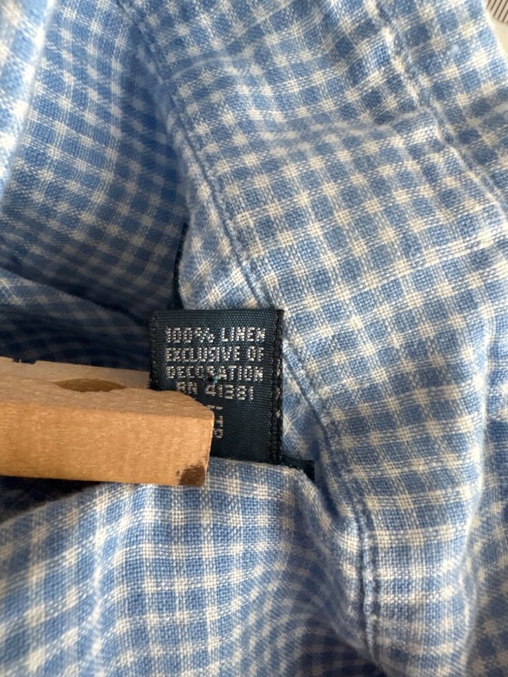 Ralph Lauren Mens Classic Fit Blue Gingham 100% Linen Shirt Size Large - Picture 6 of 6
